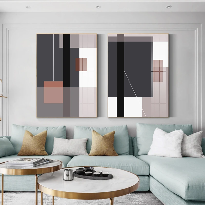 Abstract geometric Canvas brownness painting poster and print unique abstraction decor wall art picture for Living room bedroom | Дом и сад