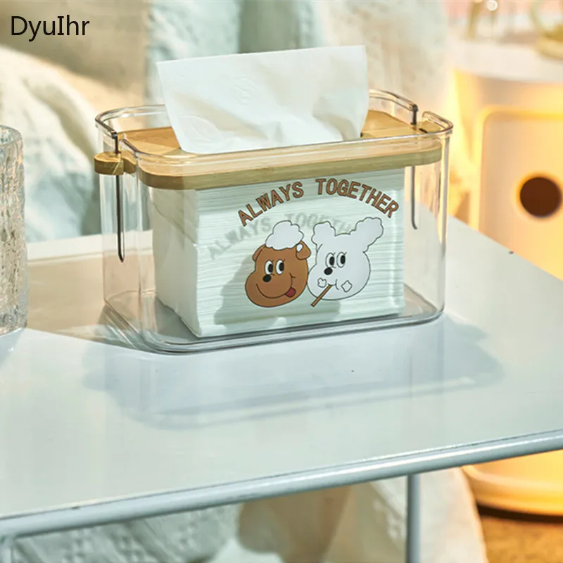 

DyuIhr Nordic Creative Lift Tissue Box Living Room Dining Table Pumping paper box Home Decoration Transparent Paper Pumping Box