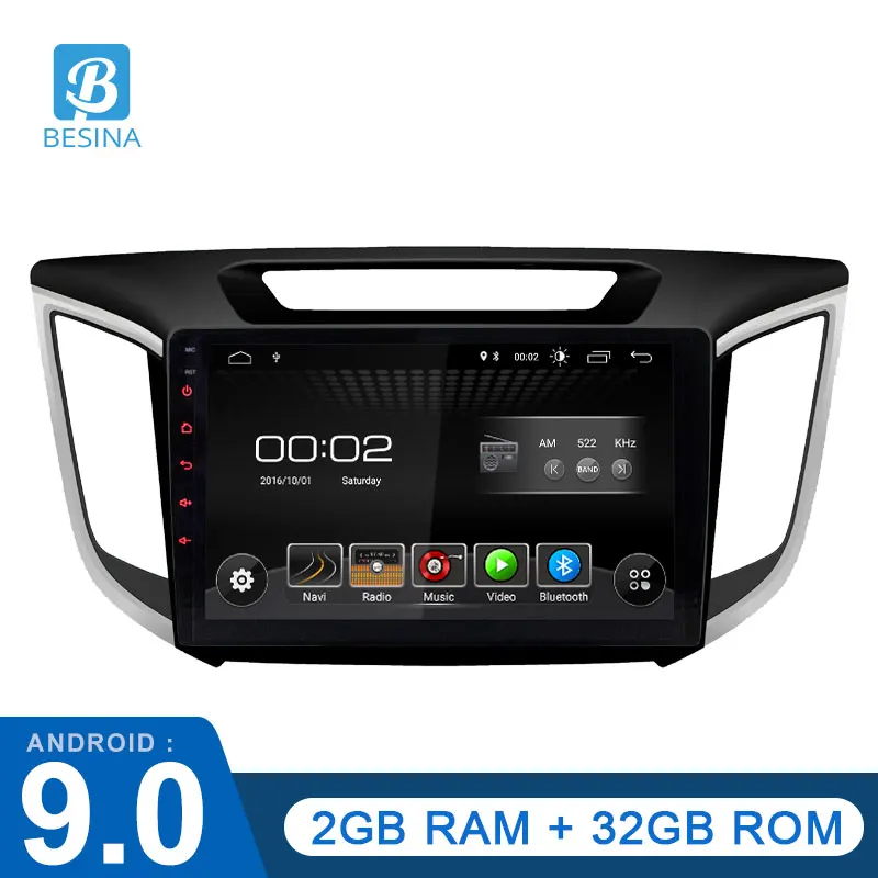 Besina Android 9,0 Автомобильный мультимедийный плеер для hyundai creta ix25- gps навигация 1 Din автомагнитола стерео магнитофон