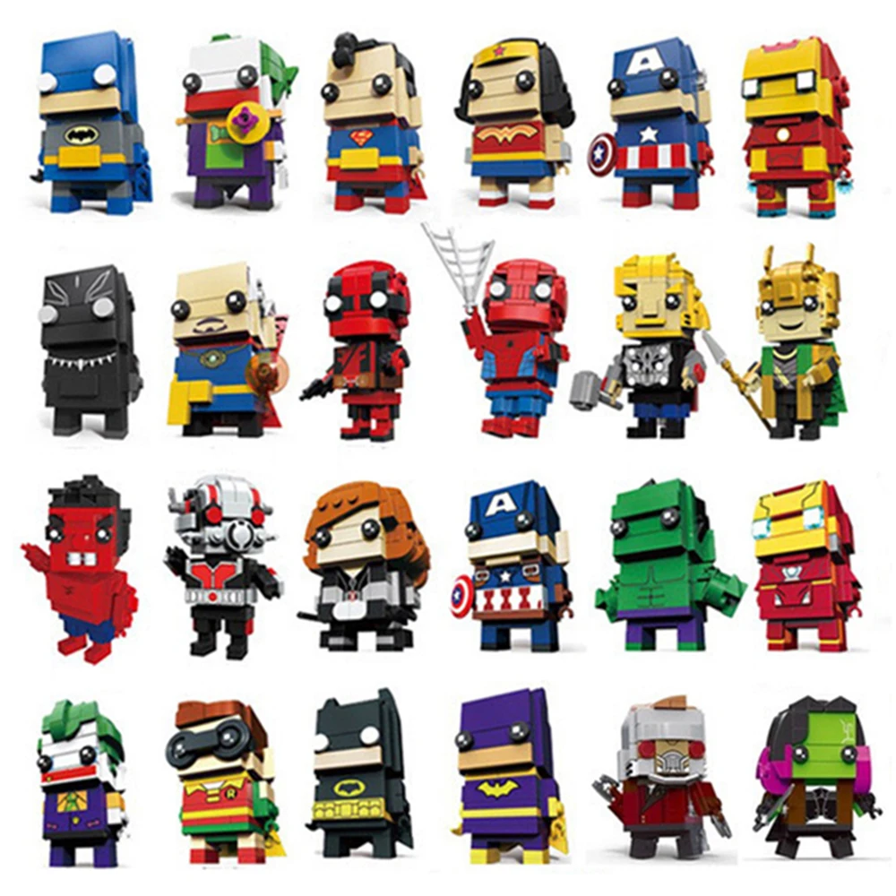 Rocky Wonder Woman Iron Man Robin Spider-Man Thor Superhero Brickheadz Building Blocks headz bricks Toys
