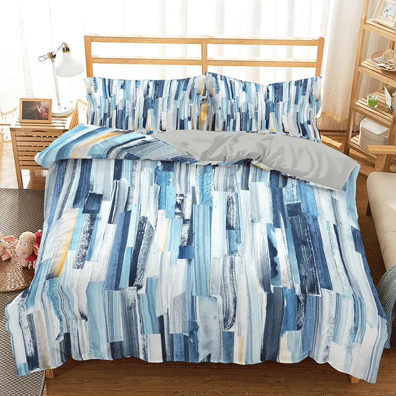 

2021 New Product 2/3pc high quality duvet cover can be customized With Pillowcase Double Bed Home Textile Queen King Size