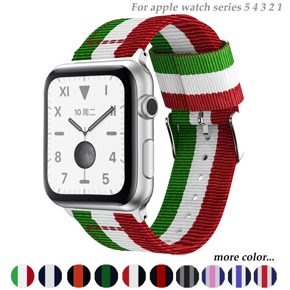 Ремешок Nato для Apple Watch 5 4 полоса 44 мм/42 мм iwatch 3 40 мм/38 м Плетеный тканевый браслет на