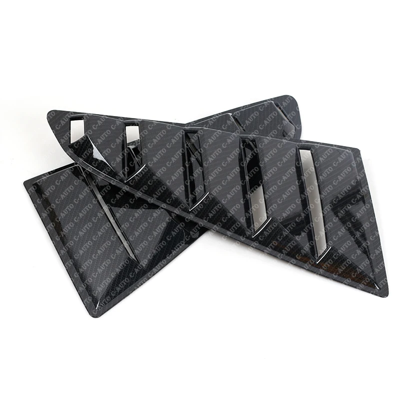 Car Side Window Louver Car Side Window Scoop Five Slot Open Louvers Cover Carbon Fiber Look Style 1/4 Quarter For Ford Mustang 2015 -