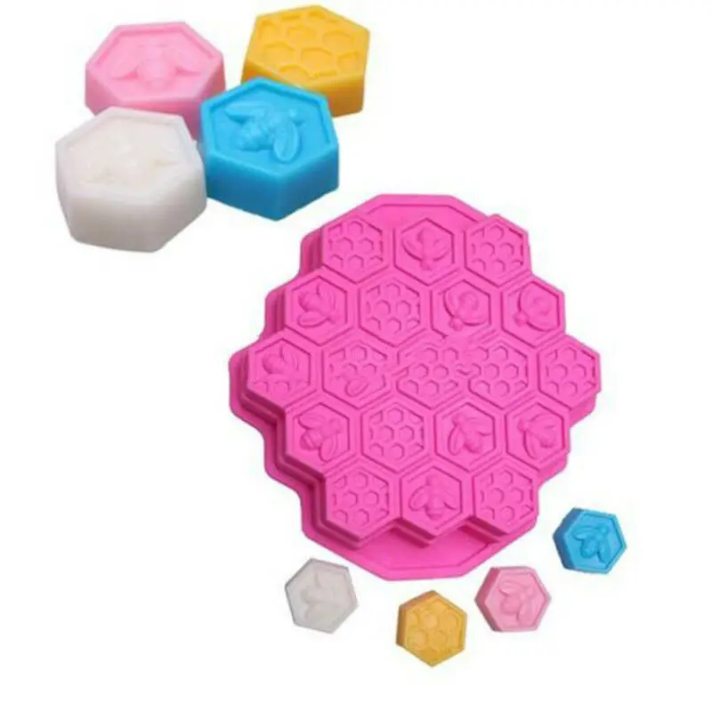 Cake Mould Silicone Bee Chocolate Candle Mold Bakeware 19 Cell Honeycomb Soap mold | Дом и сад