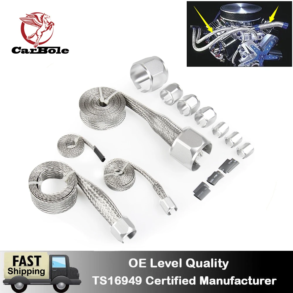 

Engine Vacuum Heater Fuel Dress Up Line Hose Sleeve Cover Kit Stainless Braided