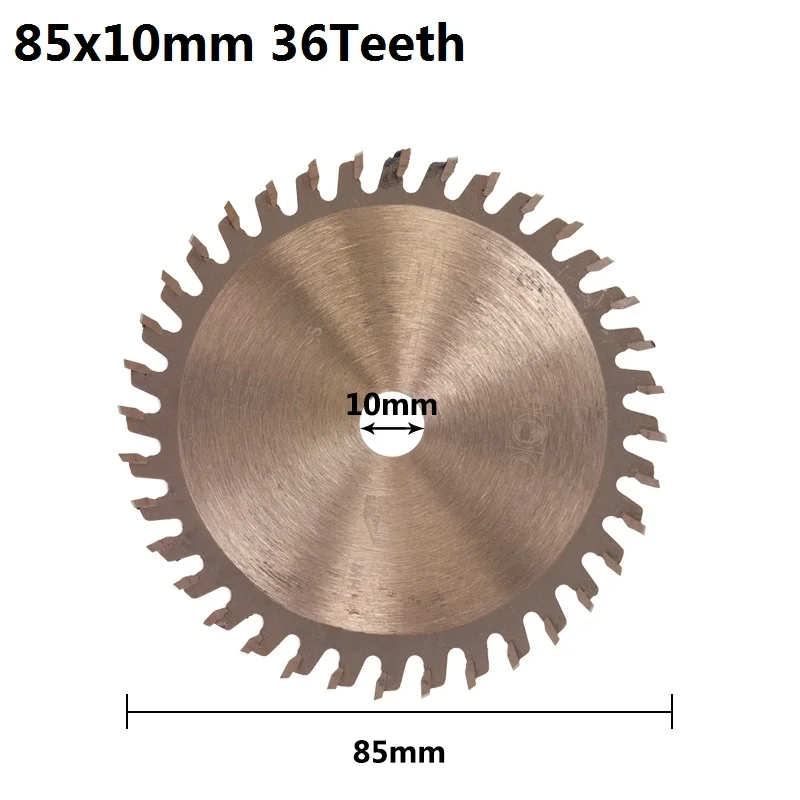 XCAN 1 шт. 85x10 мм/85x15 мм 24T 30T 36T ticncoated циркулярная пила по дереву лезвие мини TCT пила твердосплавный режущий диск - Цвет: 85x10mm 36T