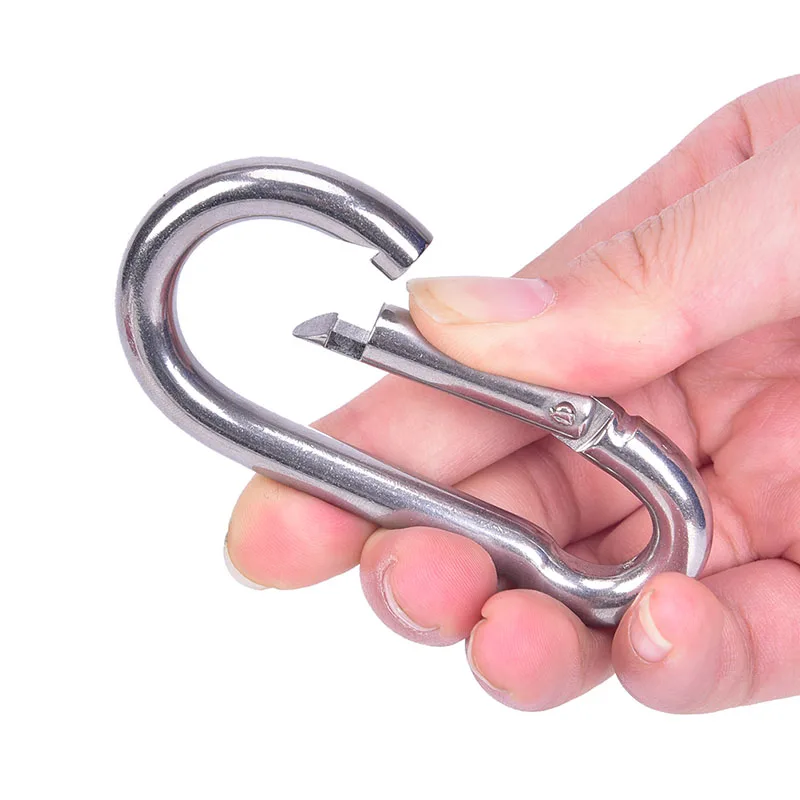 M4-7 Multifunctional 304 Stainless Steel Spring Snap Carabiner Quick Link Lock Ring Hook Snap Shackle Chain Fastener Hook climbing carabiner