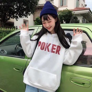 

Hoodies Women Funny Letter Printed Simple Trendy Hooded Sweatshirt Leisure Soft Korean Womens Long Sleeve Hoodie Student Daily