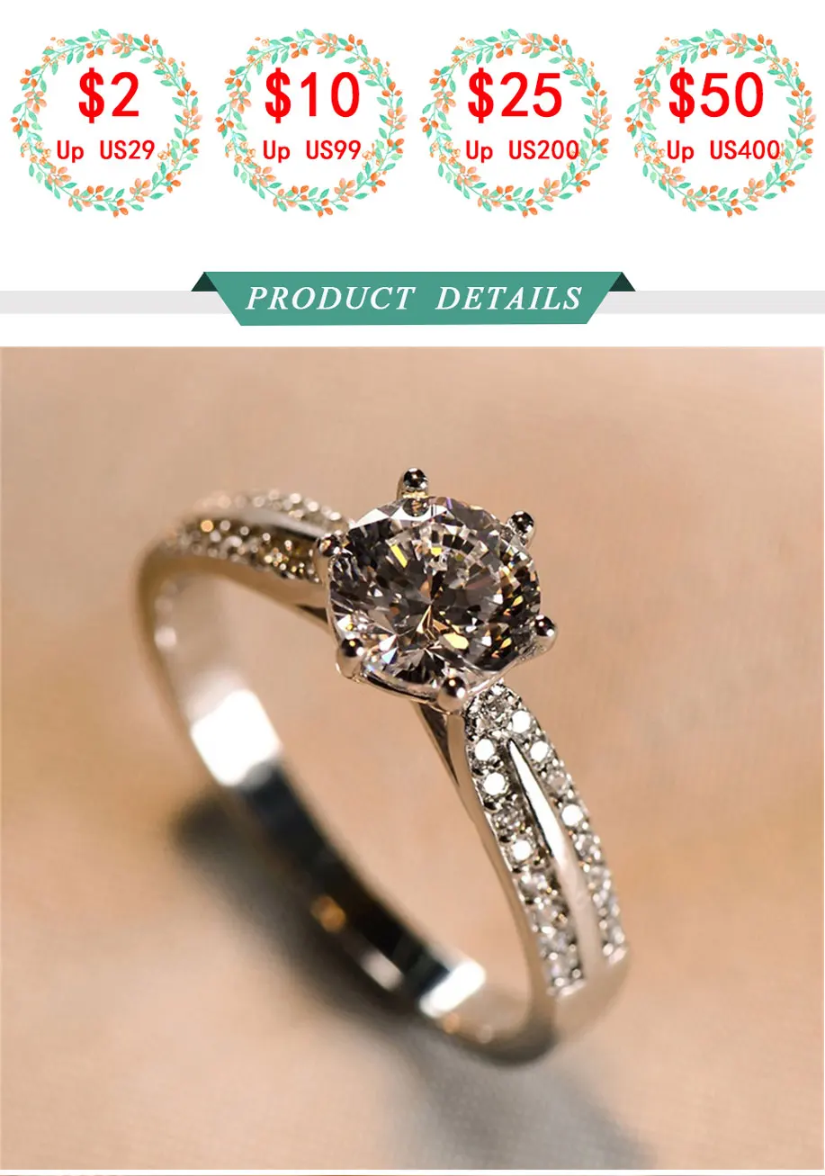 1ct 6,5 мм кольца из чистого серебра для женщин Роскошные обручальные кольца полный камень рождественские подарки Высокое качество модные