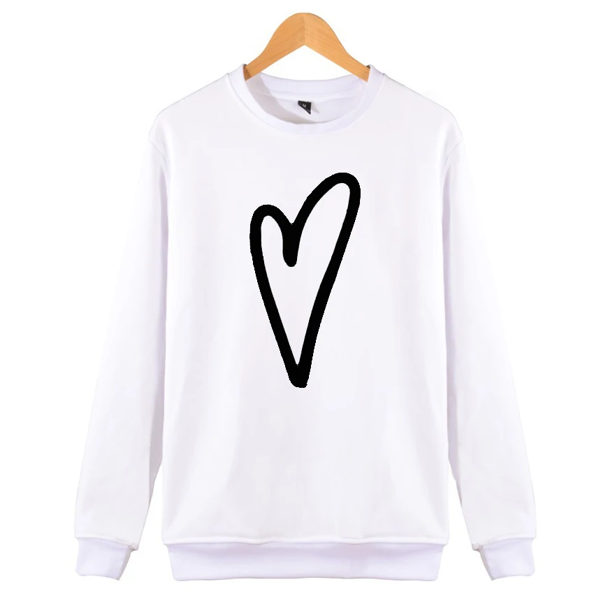 

Women Sweatshirt Pretty Heart Print Hoodies Pullover Casual Loose White Hooded Women's Autumn Oversized Hoodie Clothes