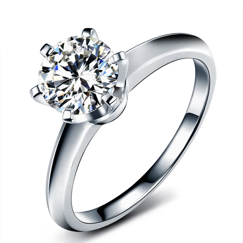 YOYE 6 когти 0.5ct/1.0ct D Цвет белый Муассанит обручальные кольца 925 Обручальное кольцо из стерлингового серебра