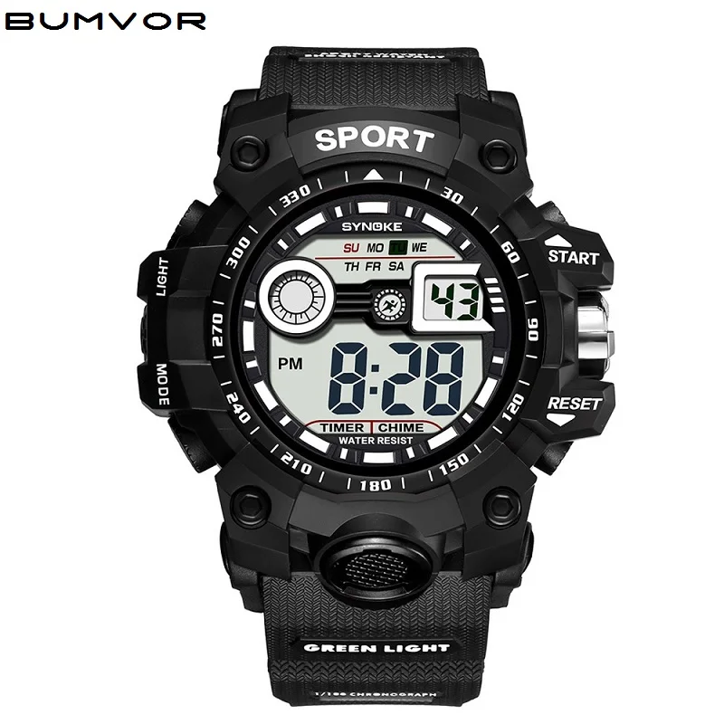 

Top Brand Outdoor Sport Watch Men Multifunction 3Bar Waterproof PU Strap LED Display Watches Chrono Digital Watch reloj hombre