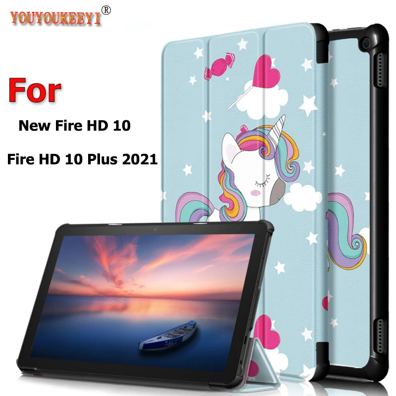 

Новинка чехол для планшета Kindle Fire HD 10 Plus 2021 10,1 дюйма ультратонкий магнитный складной кожаный чехол-подставка для Fire HD 10 2019