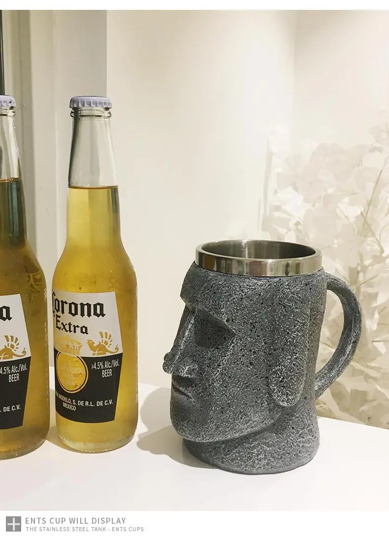 Tiki Miug Пасхальный островок чашка с открывалкой для консервов полинезийский Камень Статуя Танкард кофейные пивные кружки Пасхальный остров подарок для влюбленных 600 мл
