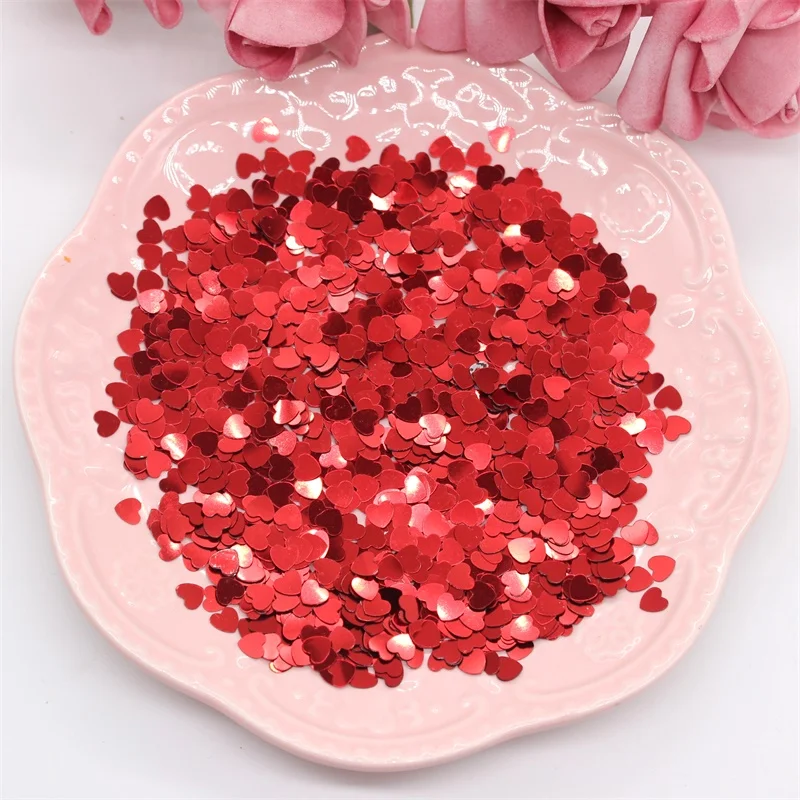 

KSCRAFT 5mm Red Heart-Shaped Shape Sequins PVC Flat for DIY Card Making Craft Color Collection