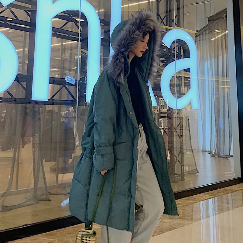 

2019 Autumn And Winter Korean-style Dongdaemun Mid-length down Jacket Women's Loose-Fit Super Fire INS Fat Mm Cotton-padded Clot