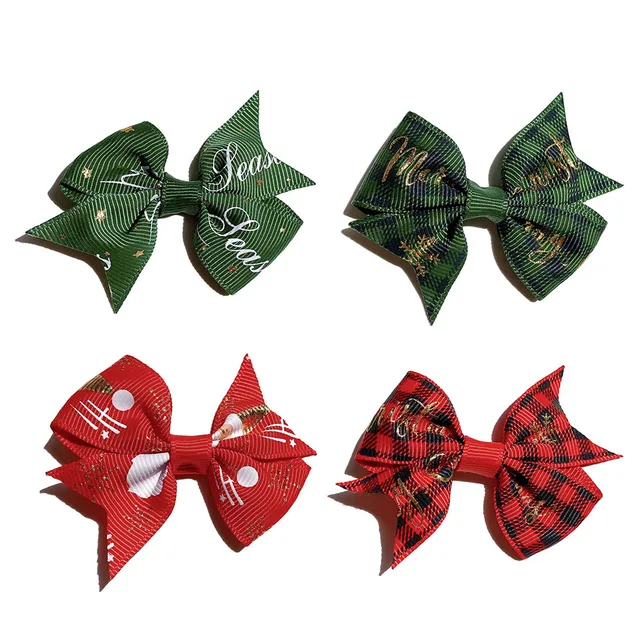 2.6 Inch Christmas Hair Bow With Clip Printed Hair Clip For Kids Girls Boutique Party Bows Grips Barrettes Hair Accessories 1