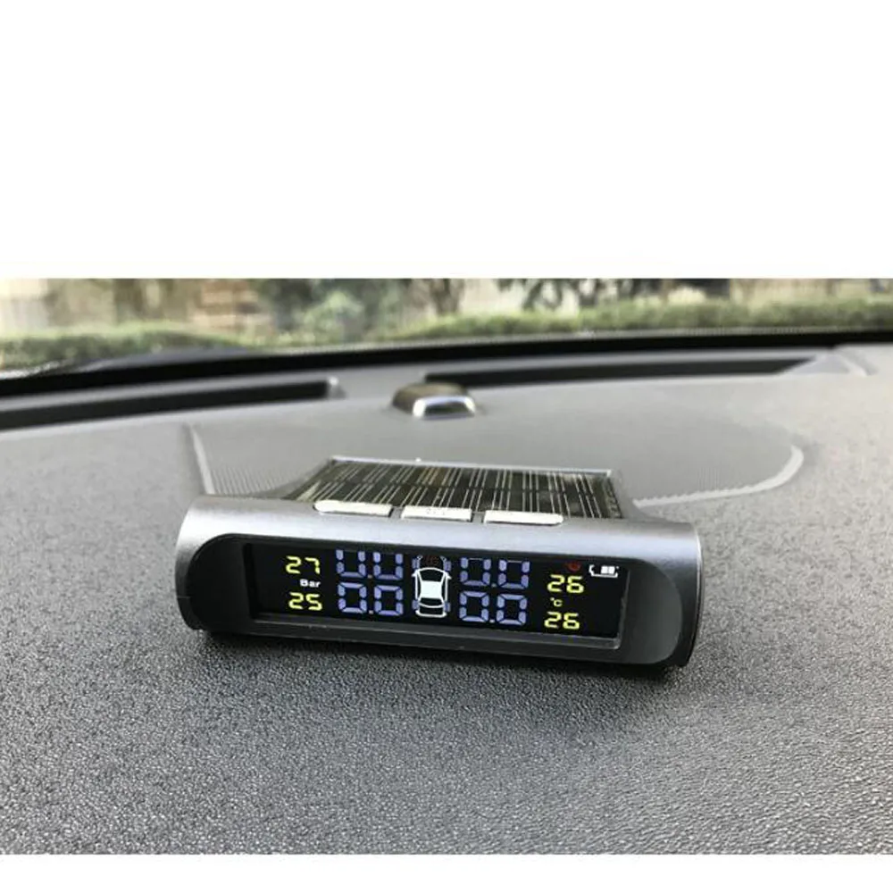 Solar Power USB TPMS Car Tire Pressure Monitoring System LCD 4 External / Internal Sensors SUV Sedan Temperature Warning car tire pressure monitor car tire pressure sensor