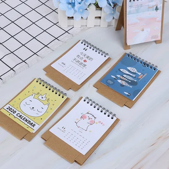 

2020 Hand Drawing Fresh Cartoon Mini Flamingo Desktop Paper Calendar dual Daily Scheduler Table Planner Yearly Agenda Organizer