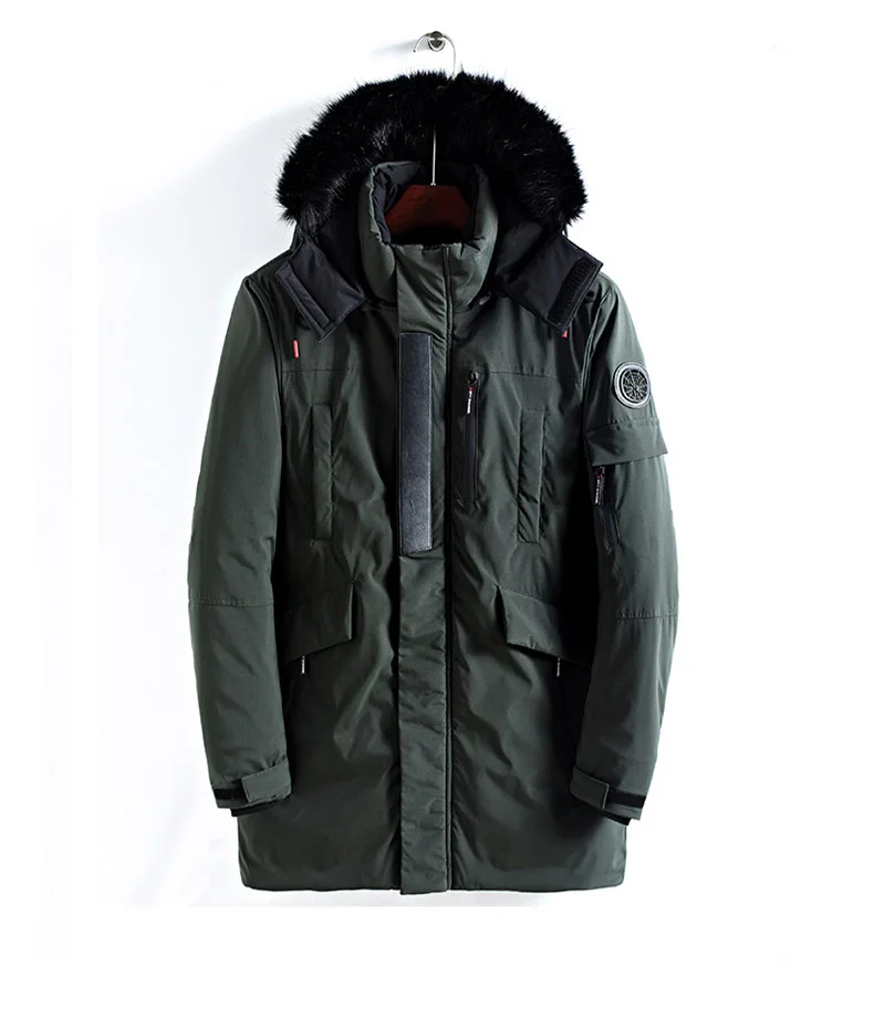 New Winter Casual Long Style Hooded Epaulet Cotton Padded Jackets Men Thick Hat Windproof Fashion Men Parka Pockets Coats