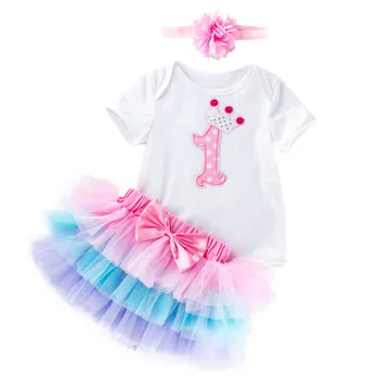 

1 Year Girl Birthday Dress Romper Tutu Dress Girl Toddler Kids Baptism Gown 1st First Birthday Outfits Dress