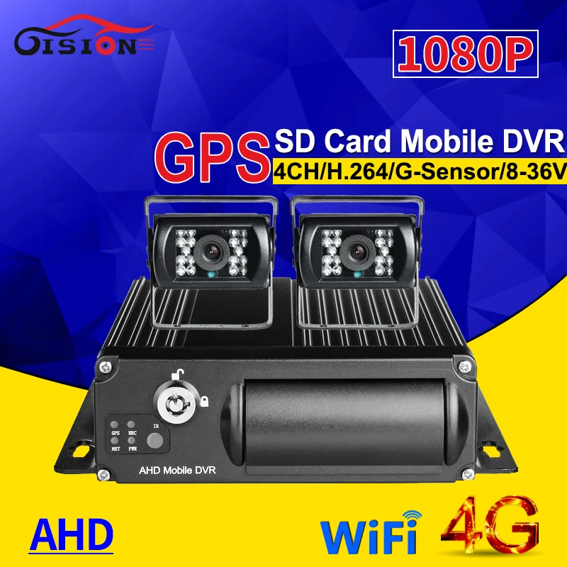 2Pcs Rearview Rear Bus Camera With 4CH 256G SD Vehicle Mobile Dvr 4G GPS Wifi Real Time Positioning G-sensor Loop Record Mdvr |
