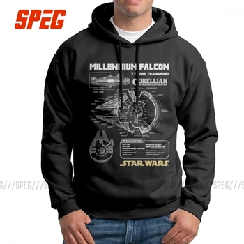 

Men's Sweatshirt Star Wars Millennium Falcon Schematics Pure Cotton Fall Vintage Hoodie Hooded Tops