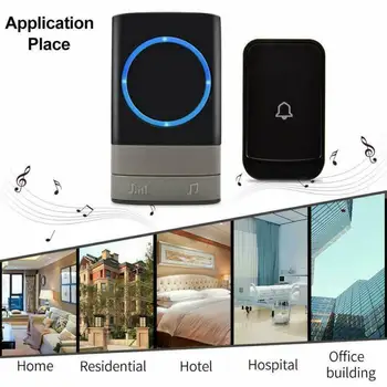 

45 Songs Chime Door Bell Wireless Doorbell Battery Operated Door Bell with 1Transmitter + 2Plug in Receiver