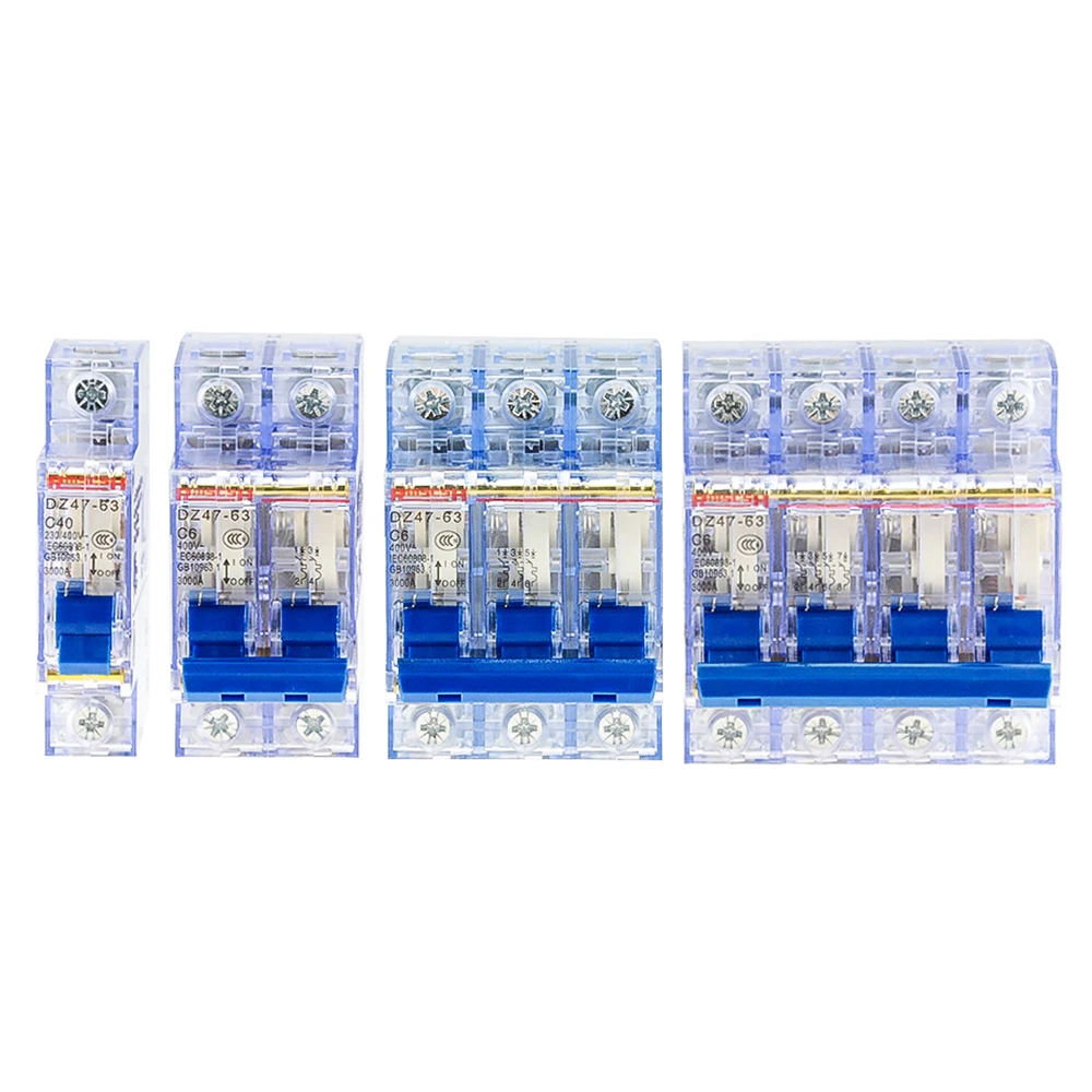 1 шт. прозрачный DZ47-63 1P 2P 3P 4Pin DC 6A 10A 16A 20A 25A 32A 40A 50A 60A 63A 250В мини-выключатель |
