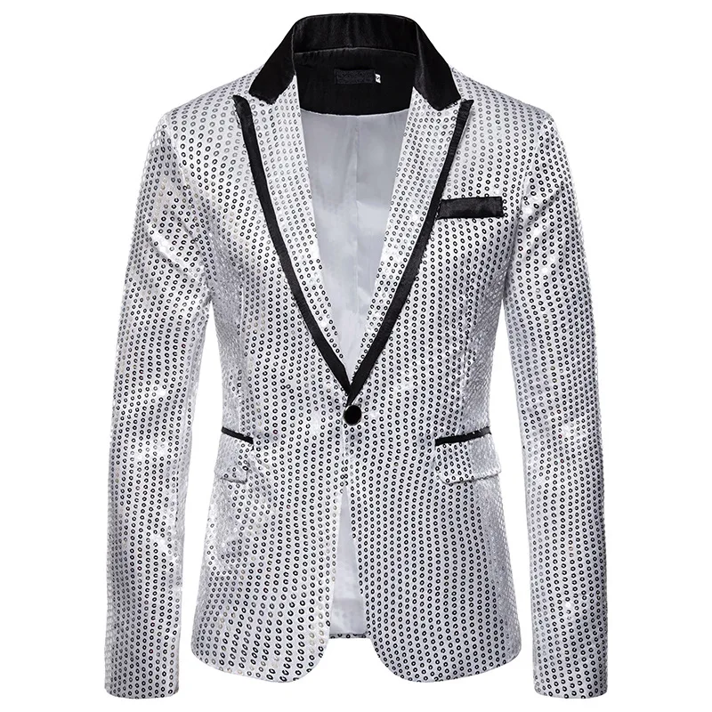 

Men's Coats Male Jackets Performance Long Sleeve Suit Fashion Host Lapel Collar Clubwear Stage