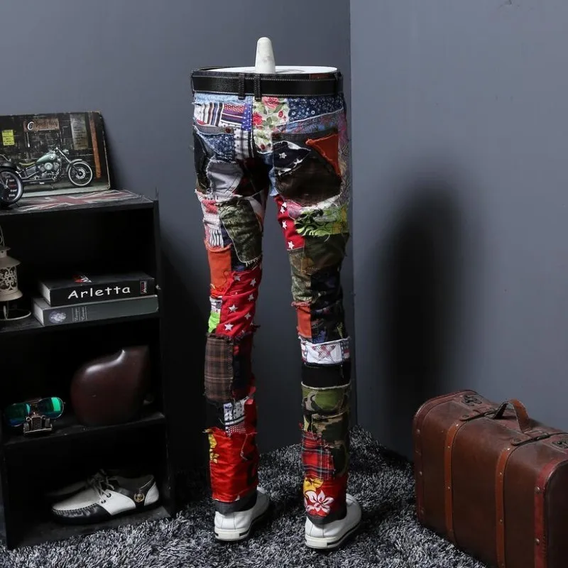 

Spring New Fashion Mens Straight Distressed Ripped Hole Jeans Skinny Slim Denim Hip Hop Swag 2020 Street Denim Jeans Size 28-38