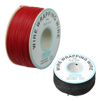 

200M 30AWG Tin Plated Copper Wire Insulation Wrapping Cable Roll Black & 0.25mm Wire-Wrapping Wire 30AWG Cable 305m New (Red)