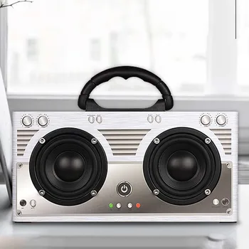 

High Quality Portable Retro Wooden Stereo Subwoofer Wireless Bluetooth Loudspeaker Handsfree Phone Call Audio Radio Music Player