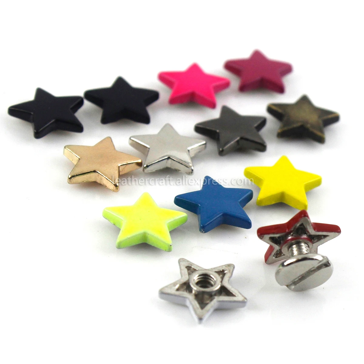 Description Picture 6 of item10pcs Metal Stars Rivets with Screw Punk Screwback Studs More Color Bag Clothing Garment Shoes Hat Leather Belt DIY Decor