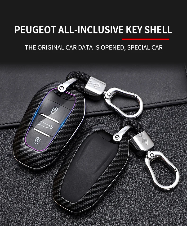 Carbon Fiber Car Smart Key Cover CaseFor Peugeot 508 301 2008 3008 4008 407 408 Citroen C5 C6 C4L CACTUS C3XR DS Protect Shell - H813a29a0d95f47e790bd78dfb0116e5eb