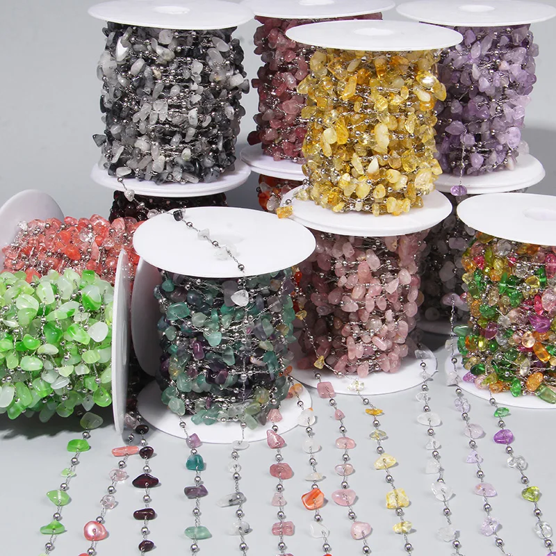 Natural Stone Beads Tainless Steel Quartz Gem DIY Charms For Jewelry Making Necklace Bracelet Handmade Accessories Gifts