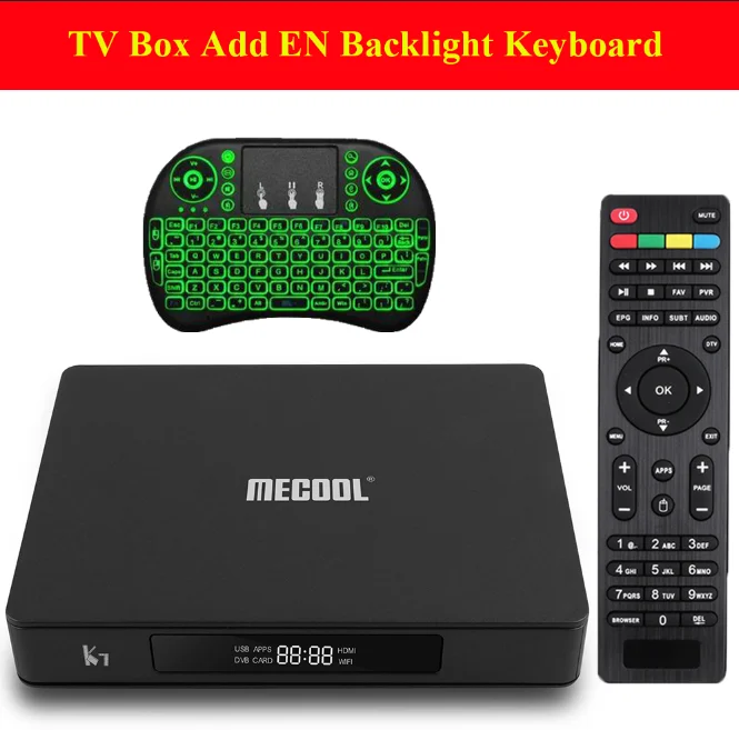 add EN keyboard ТВ-приставка MECOOL K7 DVB-S2-T2 TC Android 9,0 4 Гб LPDDR4 64 Гб Amlogic S905X2 2,4 ГГц+ 5 ГГц WiFi 1000 Мбит/с Bluetooth 4,1 HDR10 4K - Цвет: add EN keyboard