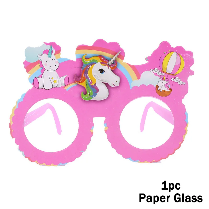 1pc Paper Glasses 6 шт. Единорог вечерние поставки конфетная коробка подарочная коробка мультяшную тему Малыш Мальчики День Рождения Кекс вечерние украшения Baby Shower вечерние свадебные сувениры - Цвет: 1pc Paper Glasses