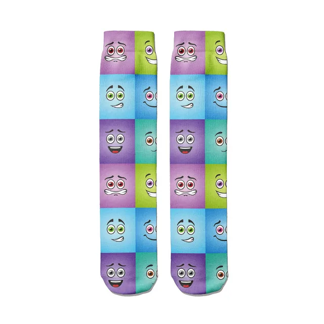 Sell Well Funny Expression Printed Women Socks Fashion Cute Cotton Long Socks Harajuku Christmas Warm Middle Tube Socks Female Style19