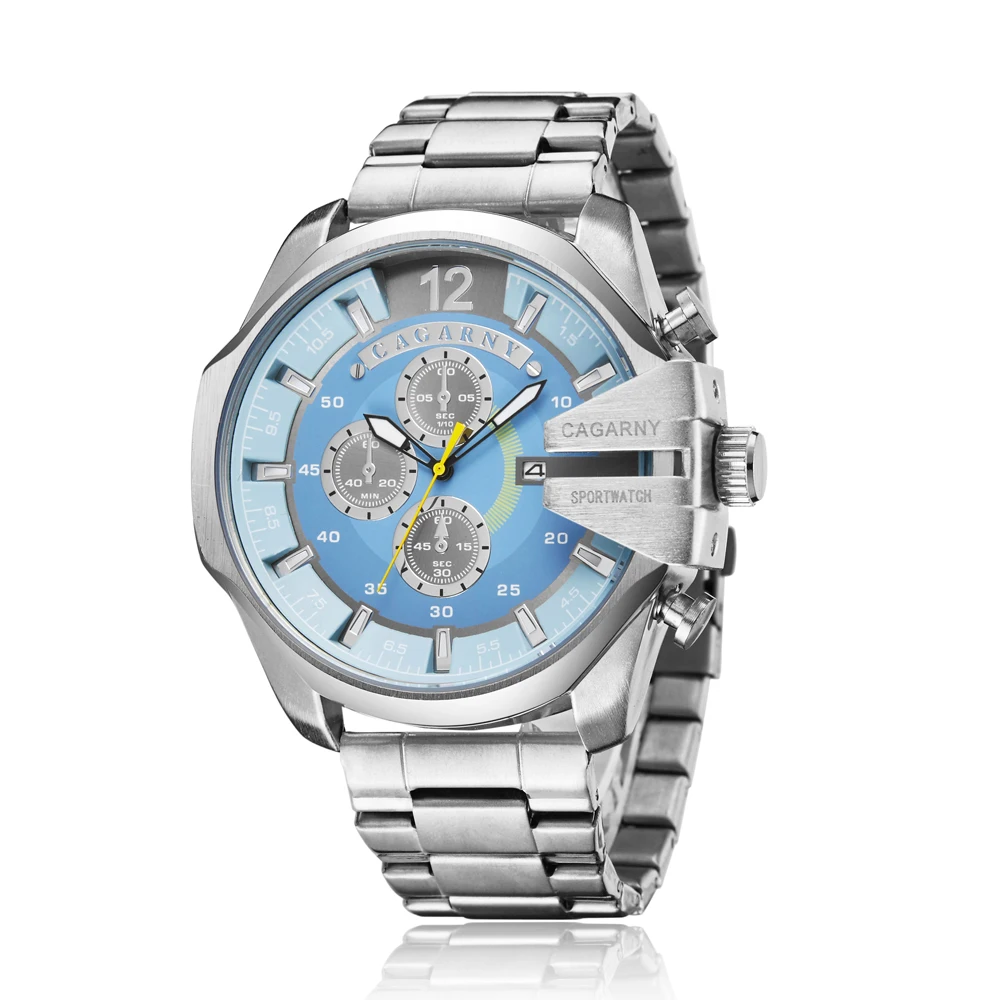 top luxury brand cagarny quartz watch for men gold steel band waterproof dz military Relogio Masculino mens watches drop shipping clock man big case (6)