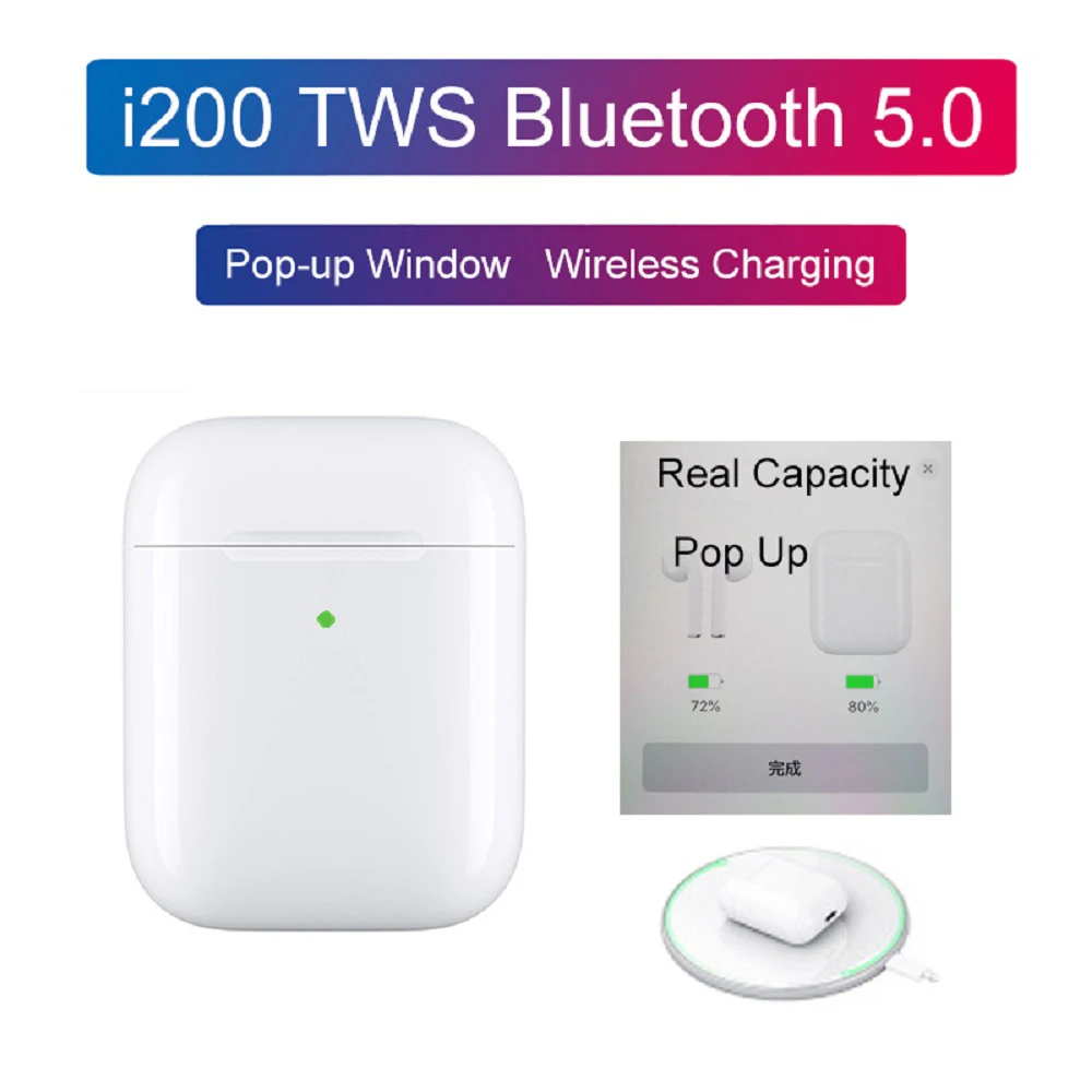 

i200 TWS Pop-up Bluetooth Headphones 1:1 Replica Wireless Earphone QI Wireless Charging Smart sensor Real Battery for Ifans 11