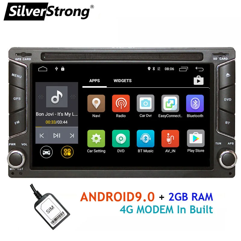 SilverStrong Android9.0 2Din автомобильный DVD 4G модем 2Din радио универсальный автомобильный стерео двойной Din gps автомобильный android радио 6258