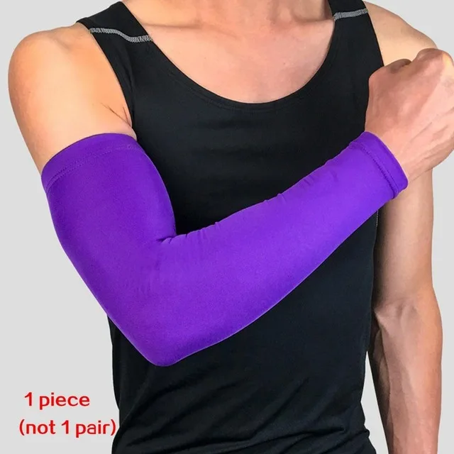1 шт., дышащие, быстросохнущие, с защитой от ультрафиолета, для бега, рукава для рук, для баскетбола, налокотники, для фитнеса, нарукавники, для спорта, велоспорта, гетры для рук - Цвет: Purple