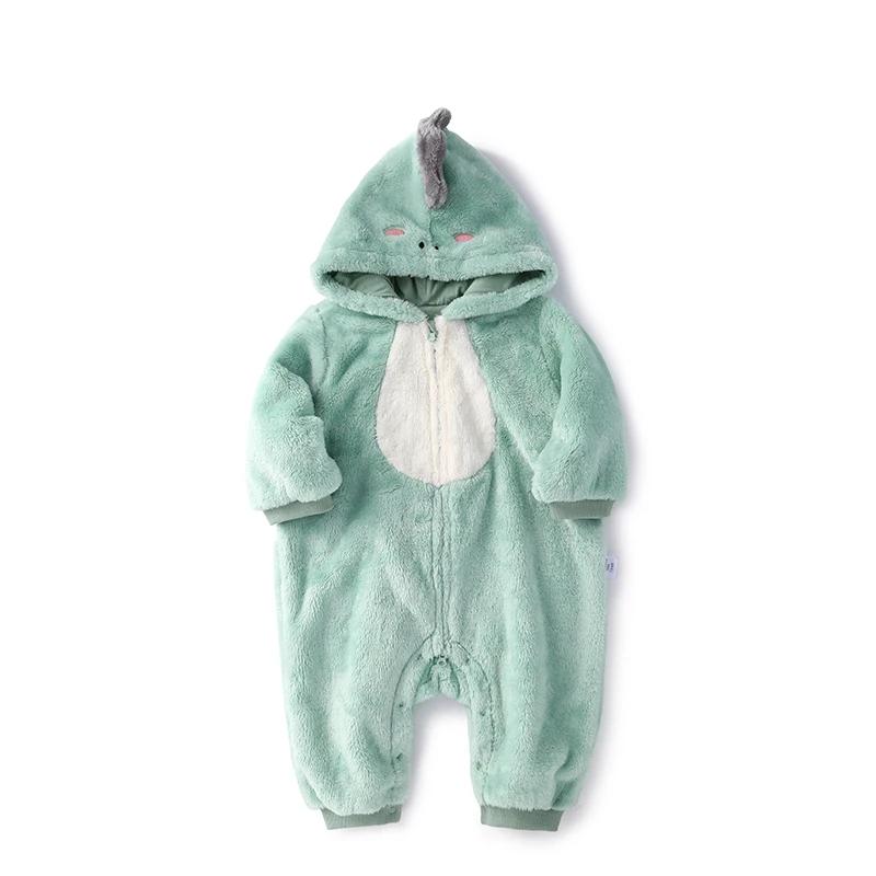 Balabala Baby clothes onesies rompers spring and autumn baby outwear clothes newborn baby romper clothes coral velvet coat - Цвет: pink green