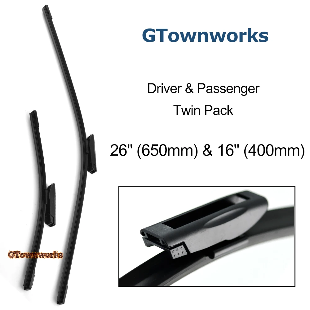 

Wiper Blades For Renault Fluence Saloon 2010-2019 Bayonet Type Arm Windshield Rubber Wipers 26'' 16''