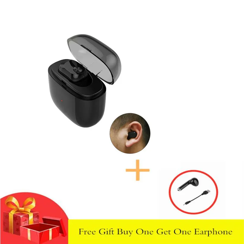 K6P Bluetooth наушники-вкладыши TWS True мини ушное, ухо бутоны Беспроводной Bluetooth наушник Bluetooth гарнитура для iPhone X samsung - Цвет: Черный