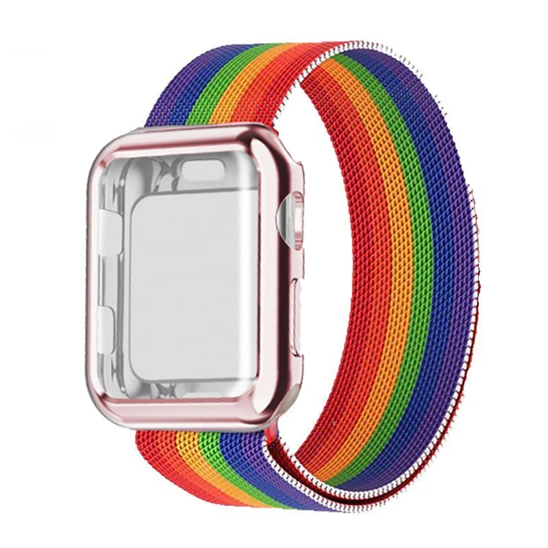 

Milanese Loop band with case For Apple Watch Series 5/4/3/2 38mm 42mm 40mm 44mm Stainless Steel Strap Wrist Bracelet for iwatch