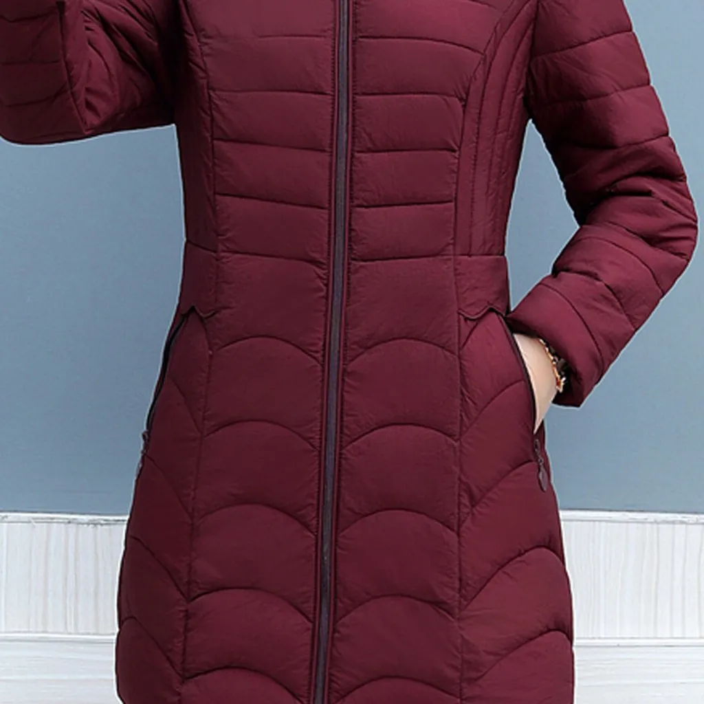 Down Coats Fashion Women Winter Warm Cotton Hooded Winter Jacket Long-Sleeved Coat Clothing Coats& Jackets Drop Shipping