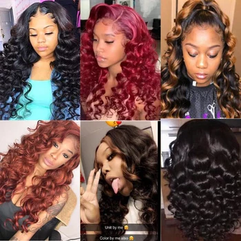 Dejavu Brazilian Hair Weave Bundles With Frontal Closure 13*4 Inch Human Hair 3 Bundle Deals Loose Wave Non-Remy hair 3