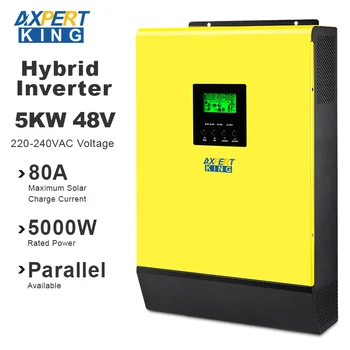

Hybrid Solar inverter 5000W 48V 220V High PV Input 450Vdc MPPT Solar Charger 80A Battery Charger Grid Tied Inverter